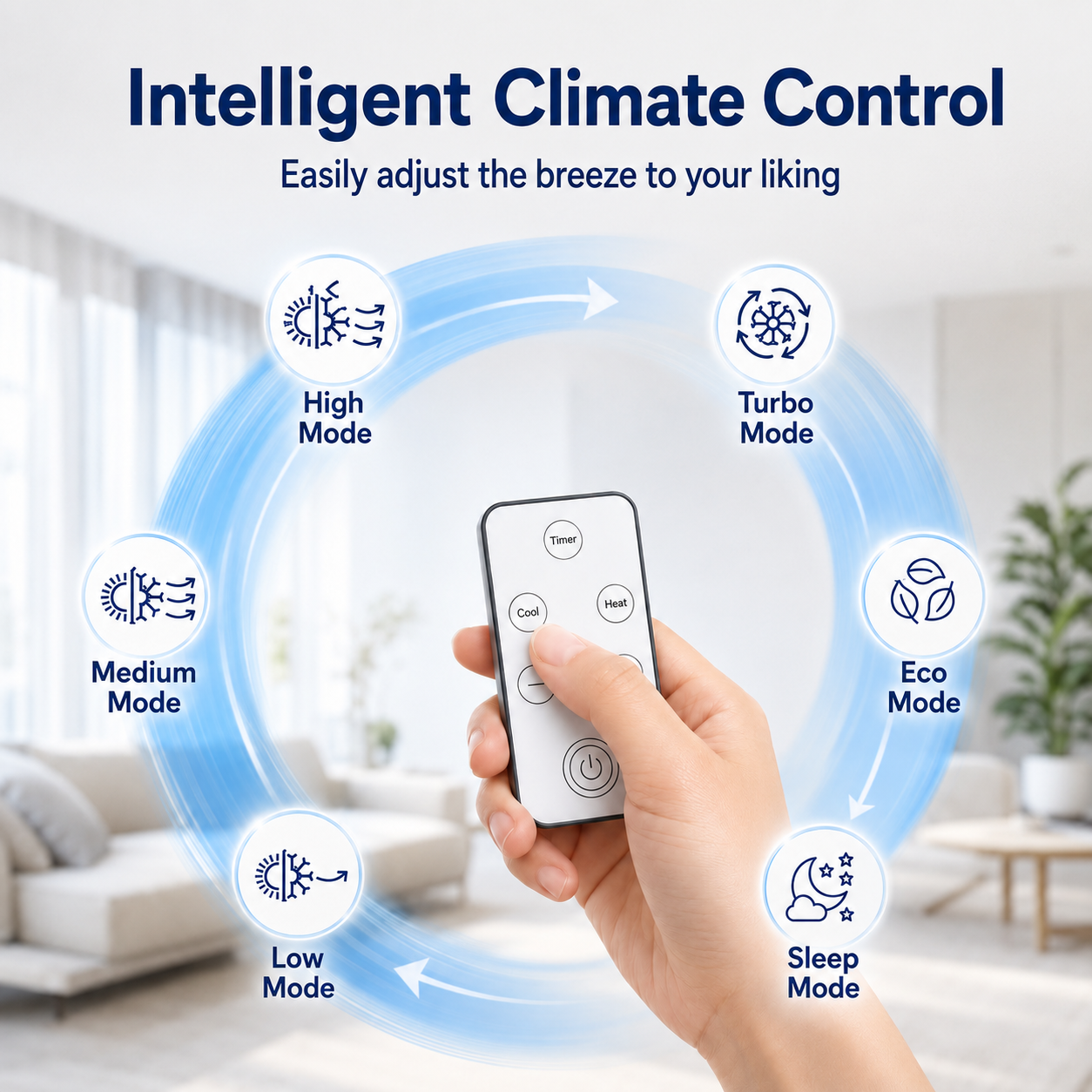 Coolizi remote control with the six operating modes presented by the seller